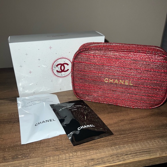 CHANEL Makeup Chanel Mascara Set With Red And Gold Pouch Poshmark